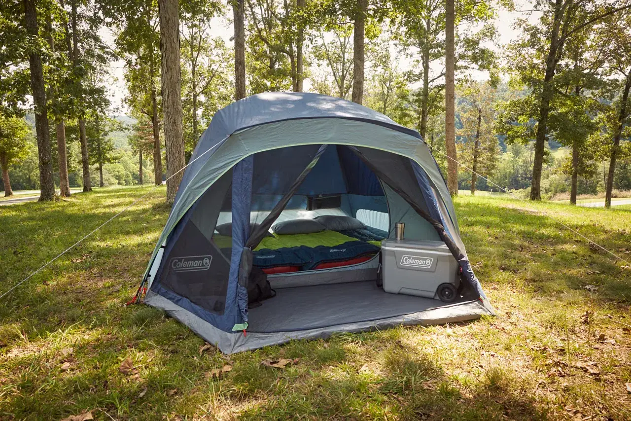 Coleman Skydome Screenroom Tent set up at a campsite