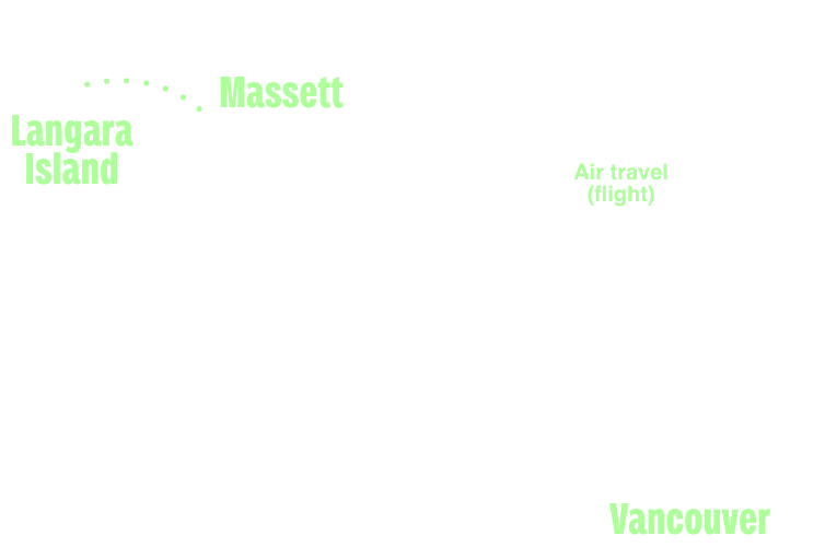 Route from Vancouver to Masset and Langara Island
